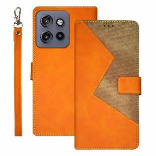 For Motorola Edge 50 Neo idewei Two-color Splicing Leather Phone Case(Orange)