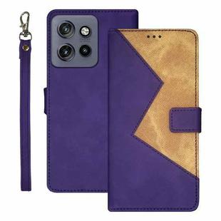 For Motorola Edge 50 Neo idewei Two-color Splicing Leather Phone Case(Purple)