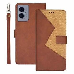 For Motorola Moto G55 5G idewei Two-color Splicing Leather Phone Case(Brown)