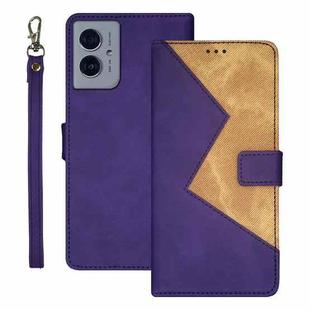 For Motorola Moto G55 5G idewei Two-color Splicing Leather Phone Case(Purple)