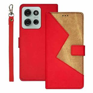 For Motorola Moto G75 5G idewei Two-color Splicing Leather Phone Case(Red)