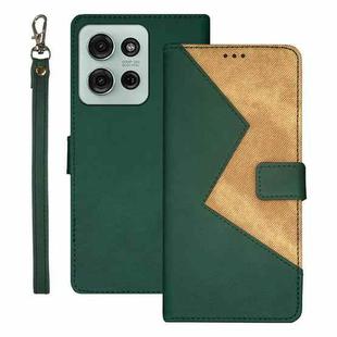 For Motorola Moto G75 5G idewei Two-color Splicing Leather Phone Case(Green)