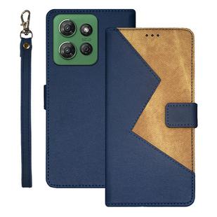 For Motorola Moto G Power 2025 idewei Two-color Splicing Leather Phone Case(Blue)