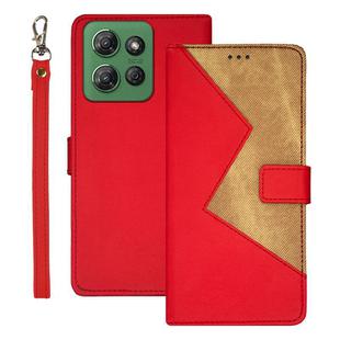 For Motorola Moto G Power 2025 idewei Two-color Splicing Leather Phone Case(Red)