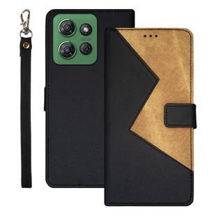 For Motorola Moto G Power 2025 idewei Two-color Splicing Leather Phone Case(Black)