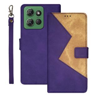 For Motorola Moto G Power 2025 idewei Two-color Splicing Leather Phone Case(Purple)