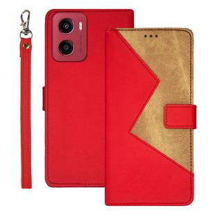 For Motorola Moto G05 idewei Two-color Splicing Leather Phone Case(Red)