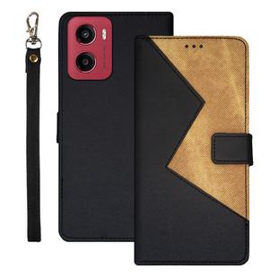 For Motorola Moto G05 idewei Two-color Splicing Leather Phone Case(Black)