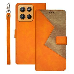 For Motorola Moto G15 idewei Two-color Splicing Leather Phone Case(Orange)