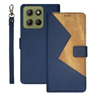 For Motorola Moto G15 Power idewei Two-color Splicing Leather Phone Case(Blue)
