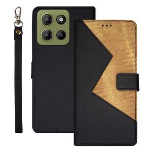 For Motorola Moto G15 Power idewei Two-color Splicing Leather Phone Case(Black)