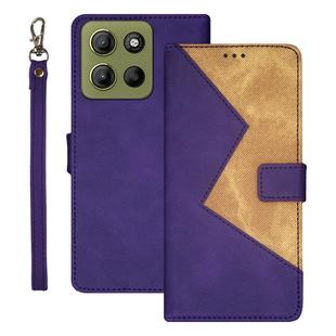 For Motorola Moto G15 Power idewei Two-color Splicing Leather Phone Case(Purple)
