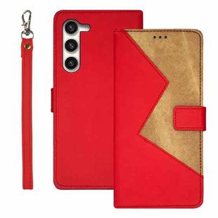 For Samsung Galaxy S24+ 5G idewei Two-color Splicing Leather Phone Case(Red)