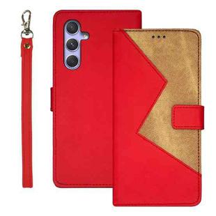 For Samsung Galaxy A55 5G idewei Two-color Splicing Leather Phone Case(Red)