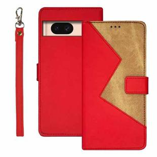 For Google Pixel 8a idewei Two-color Splicing Leather Phone Case(Red)