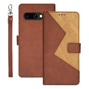 For Google Pixel 9a idewei Two-color Splicing Leather Phone Case(Brown)