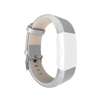 For Fitbit Charge 2 Plastic Leather Watch Band(Silver)
