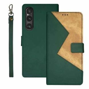 For Sony Xperia 1 V idewei Two-color Splicing Leather Phone Case(Green)