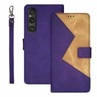For Sony Xperia 1 V idewei Two-color Splicing Leather Phone Case(Purple)