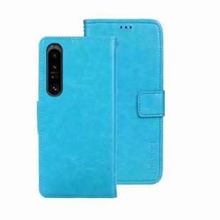 For Sony Xperia 1 V idewei Crazy Horse Texture Leather Phone Case with Holder(Sky Blue)