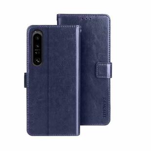 For Sony Xperia 1 V idewei Crazy Horse Texture Leather Phone Case with Holder(Blue)