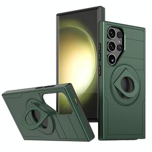 For Samsung Galaxy S25 Ultra 5G Armor MagSafe Ring Holder Phone Case(Deep Green)