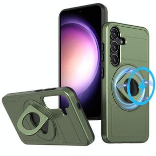 For Samsung Galaxy S25+ 5G Armor MagSafe Ring Holder Phone Case(Olive Green)