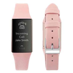 For Fitbit Charge 3 Plastic Leather Watch Band, Size:L(Pink)