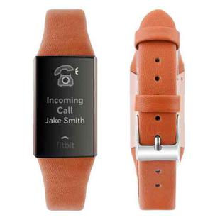 For Fitbit Charge 3 Plastic Leather Watch Band, Size:L(Brown)