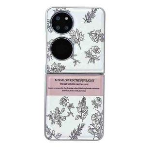 For Huawei P50 Pocket Pearlescent Paint Painted PC Phone Case(Sketch Flower)