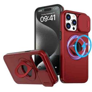 For iPhone 15 Pro Camshield MagSafe Ring Holder Armor Phone Case(Red)
