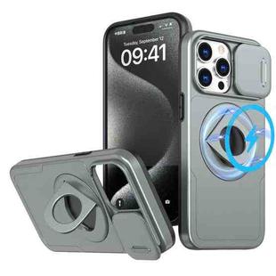 For iPhone 15 Pro Camshield MagSafe Ring Holder Armor Phone Case(Titanium Grey)