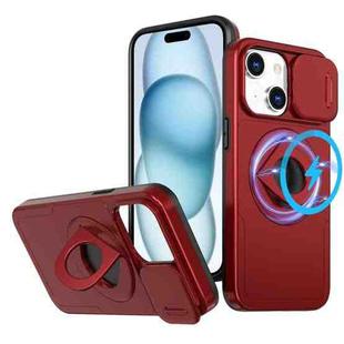 For iPhone 15 Plus Camshield MagSafe Ring Holder Armor Phone Case(Red)