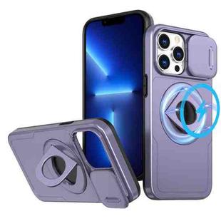 For iPhone 13 Pro Camshield MagSafe Ring Holder Armor Phone Case(Purple)