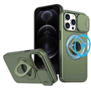 For iPhone 12 Pro Camshield MagSafe Ring Holder Armor Phone Case(Olive Green)