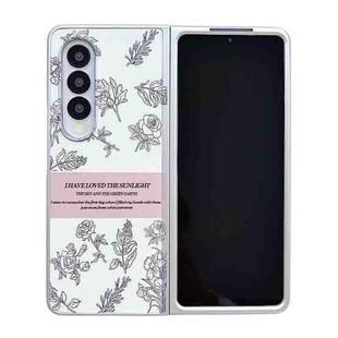 For Samsung Galaxy Z Fold5 5G Pearlescent Paint Painted PC Phone Case(Sketch Flower)
