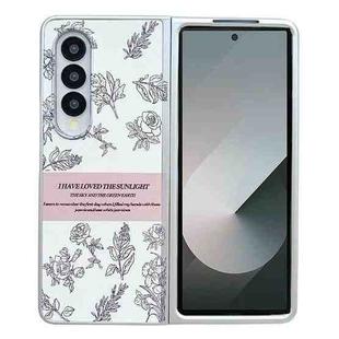 For Samsung Galaxy Z Fold6 Pearlescent Paint Painted PC Phone Case(Sketch Flower)