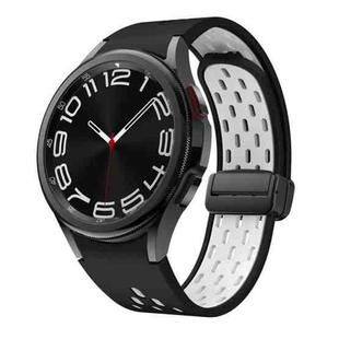 For Samsung Galaxy Watch 6 / 6 Classic Two Color Magnetic Folding Black Buckle Watch Band(Black White)