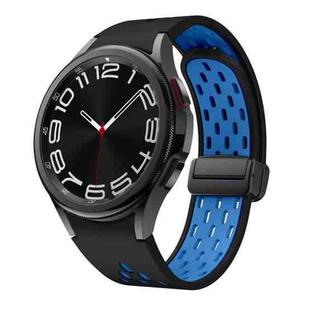 For Samsung Galaxy Watch 6 / 6 Classic Two Color Magnetic Folding Black Buckle Watch Band(Black Sky Blue)