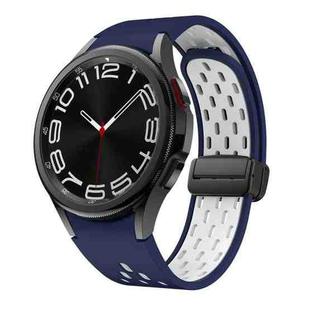 For Samsung Galaxy Watch 6 / 6 Classic Two Color Magnetic Folding Black Buckle Watch Band(Midnight Blue White)