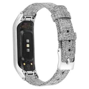 For Samsung Galaxy Fit E Stainless Steel Canvas Watch Band, Size:L(Black And Gray)