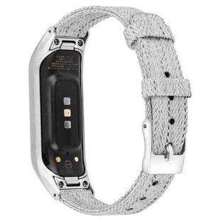 For Samsung Galaxy Fit E Stainless Steel Canvas Watch Band, Size:L(Blue Gray)