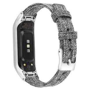 For Samsung Galaxy Fit E Stainless Steel Canvas Watch Band, Size:L(Light Gray)