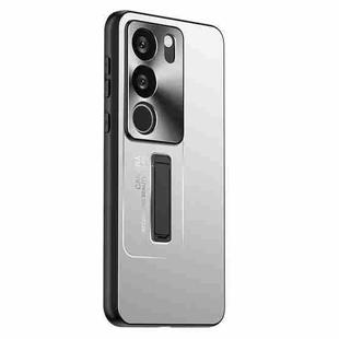 For vivo S17 Pro Frosted Metal Hybrid TPU Holder Phone Case(Silver)