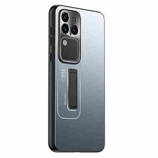 For vivo S18 Pro Frosted Metal Hybrid TPU Holder Phone Case(Blue)