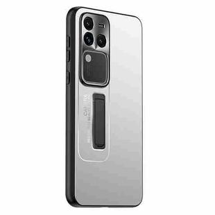 For vivo S18 Pro Frosted Metal Hybrid TPU Holder Phone Case(Silver)
