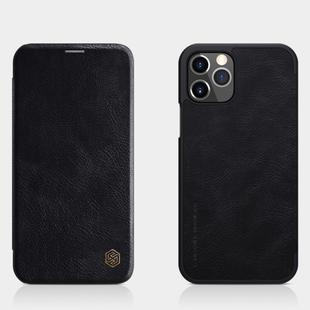 For iPhone 12 / 12 Pro NILLKIN QIN Series Crazy Horse Texture Horizontal Flip Leather Case with Card Slot(Black)