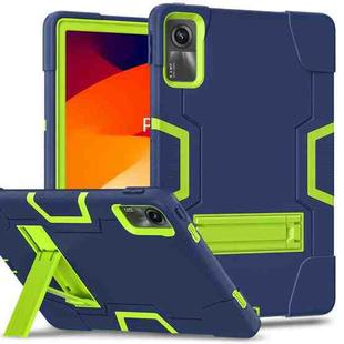 For Xiaomi Redmi Pad SE 11 2023 Contrast Color Silicone Hybrid PC Tablet Case with Holder(Navy Blue Green)