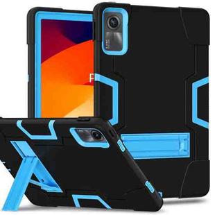 For Xiaomi Redmi Pad SE 11 2023 Contrast Color Silicone Hybrid PC Tablet Case with Holder(Black Blue)