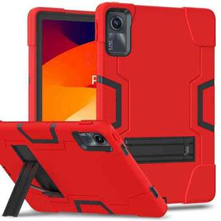 For Xiaomi Redmi Pad SE 11 2023 Contrast Color Silicone Hybrid PC Tablet Case with Holder(Red Black)